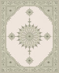 Sage Floral Medallion Border Rug