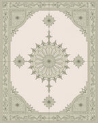 Sage Floral Medallion Border Rug