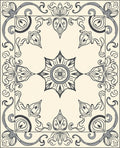 Cream and Gray Floral Medallion Rug