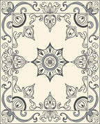 Cream and Gray Floral Medallion Rug