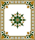 Golden Green Floral Medallion Border Rug