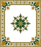 Golden Green Floral Medallion Border Rug