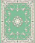 Art Nouveau Green Floral Medallion Rug