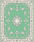 Art Nouveau Green Floral Medallion Rug