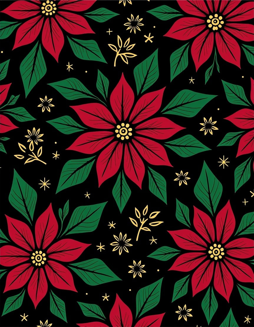 Vibrant Red Poinsettia Floral Garden Rug