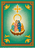 Emerald Green Holy Family Nativity Birds Rug
