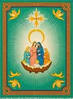 Emerald Green Holy Family Nativity Birds Rug