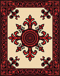Crimson Scrollwork Inlay Arabesque Rug
