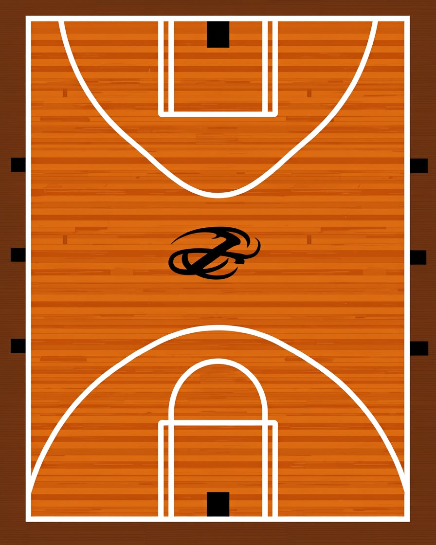 Orange Basketball Court Swirl Rug
