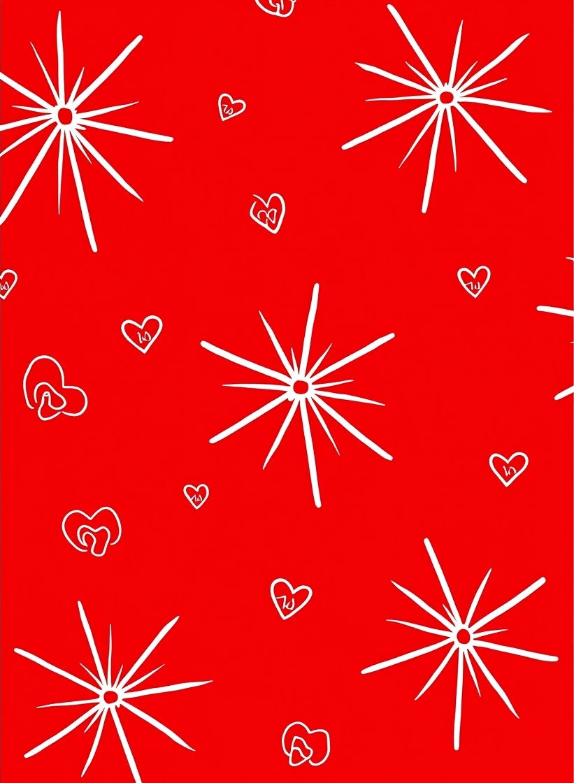 Vibrant Red Starburst Hearts Rug