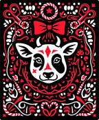 Red White Cow Whimsical Farm Friends Rug
