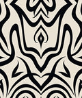 Black and Cream Abstract Organic Swirls Rug