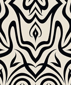 Black and Cream Abstract Organic Swirls Rug