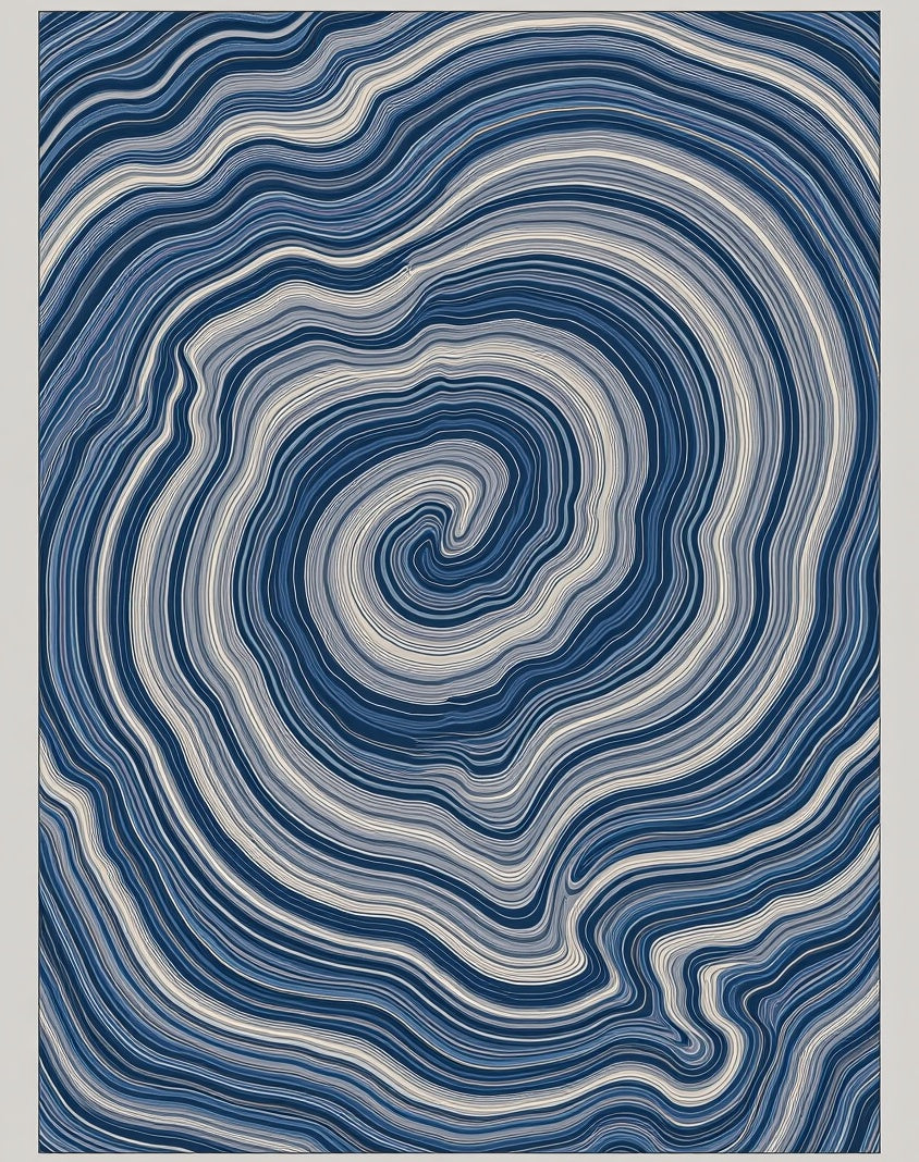 Deep Blue Agate Swirl Rug