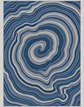 Deep Blue Agate Swirl Rug