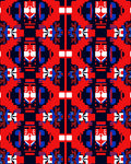 Bold Red Blue Geometric Diamond Rug