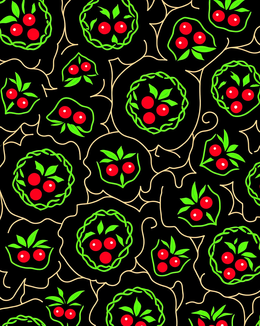 Black Berry Vine Garland Rug