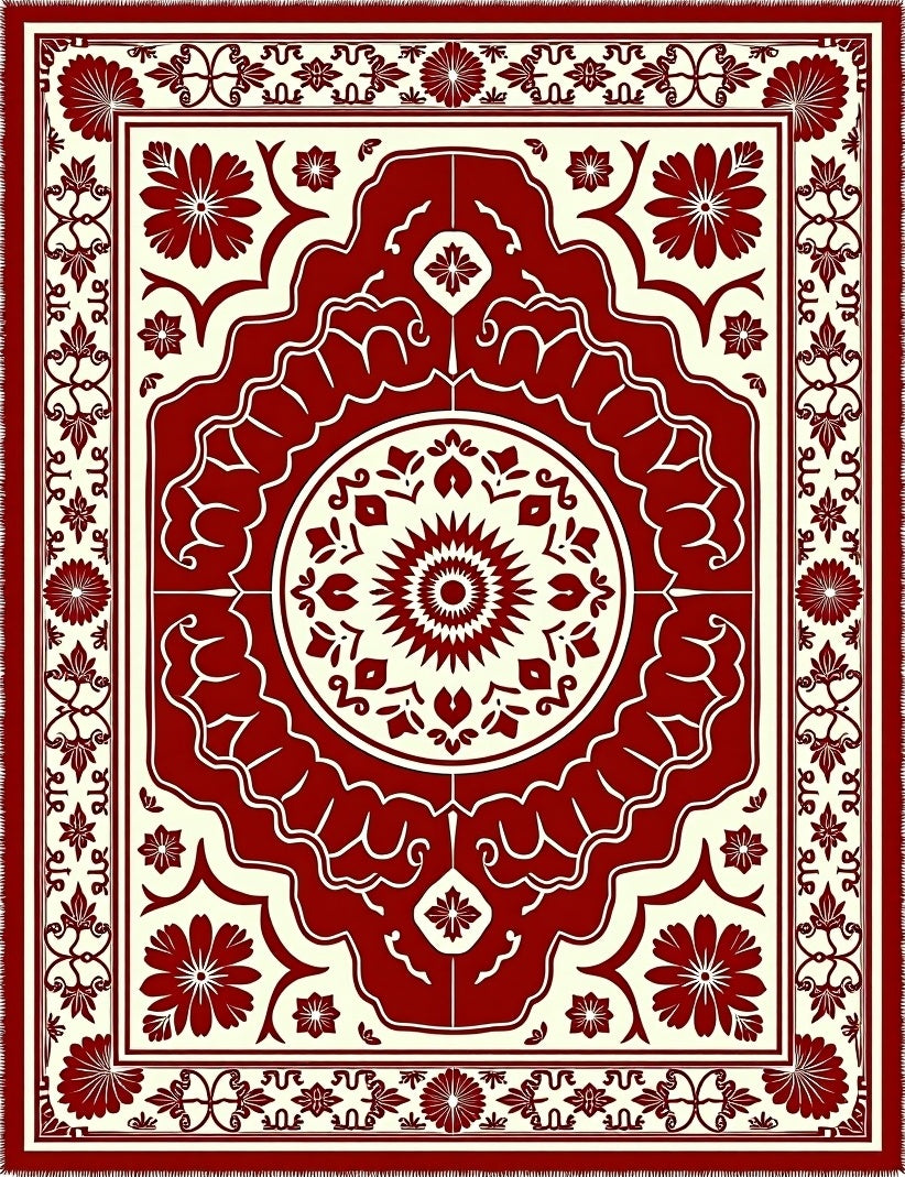 Crimson Floral Medallion Palace Rug