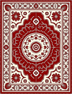 Crimson Floral Medallion Palace Rug