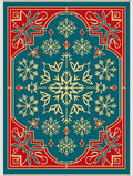 Teal Red Gold Snowflake Medallion Rug
