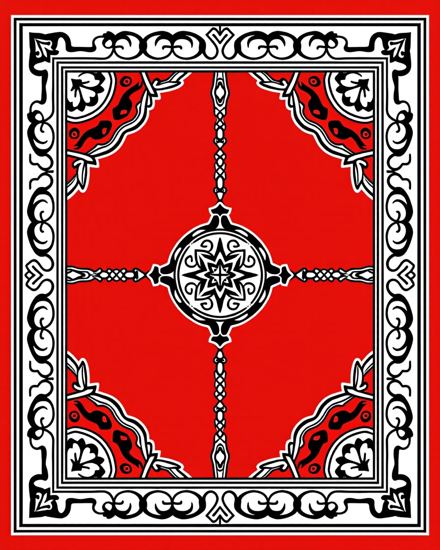 Bold Red and Black Ornate Medallion Rug