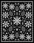 Black White Folk Floral Egg Medallion Rug