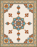 Vintage Teal Orange Floral Medallion Rug