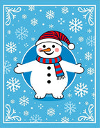 Blue Snowman with Red Striped Hat Rug