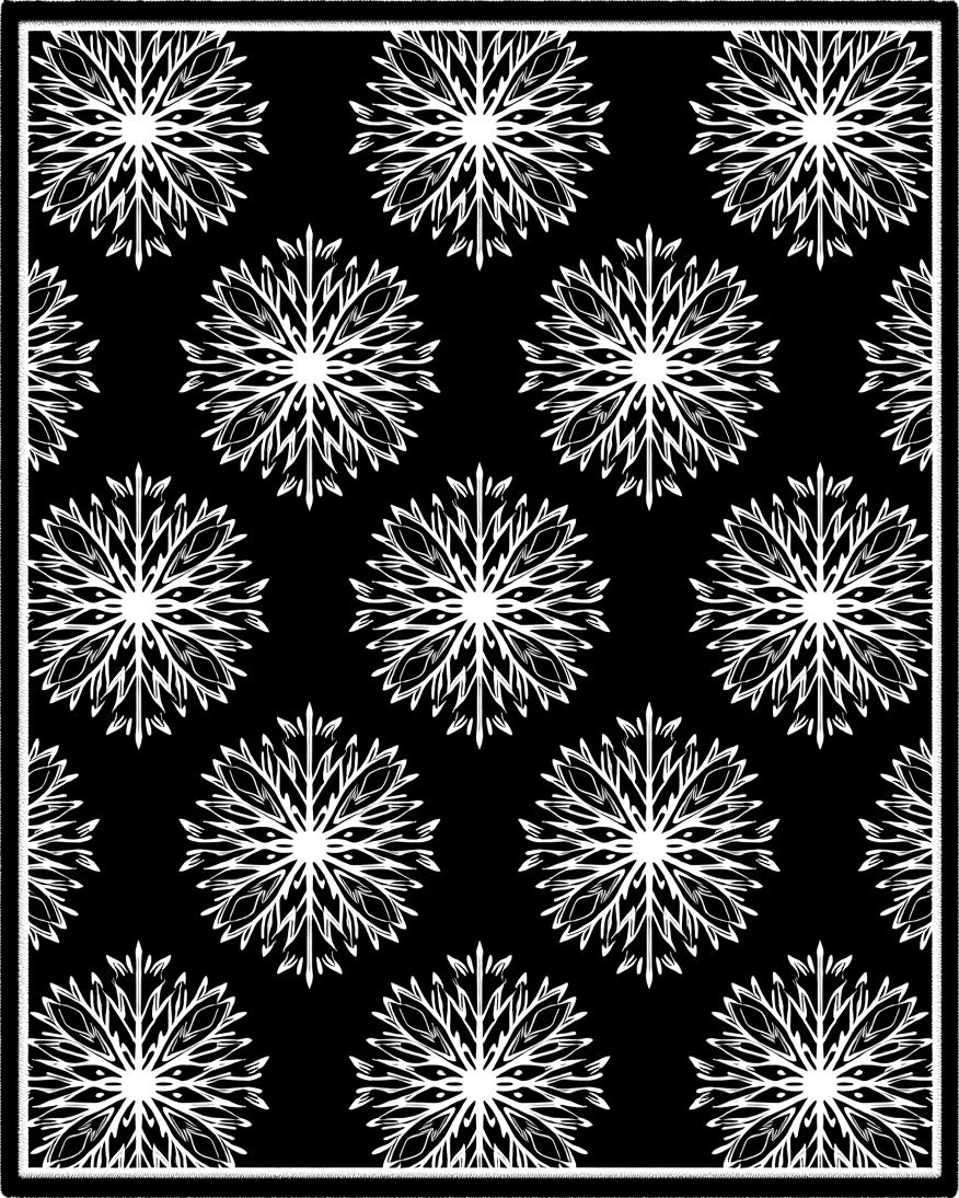 Monochromatic White Snowflake Mandala Rug