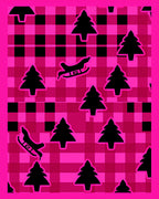 Pink Black Buffalo Check Christmas Trees Rug