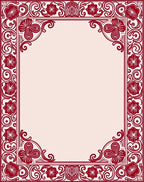 Deep Red Floral Swirls Border Rug