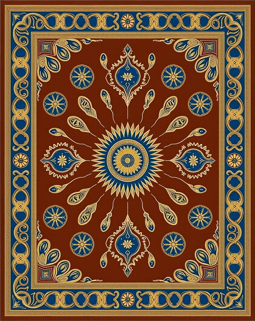 Rich Crimson Royal Sunburst Medallion Rug