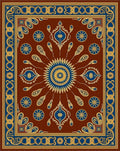 Rich Crimson Royal Sunburst Medallion Rug
