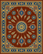 Rich Crimson Royal Sunburst Medallion Rug