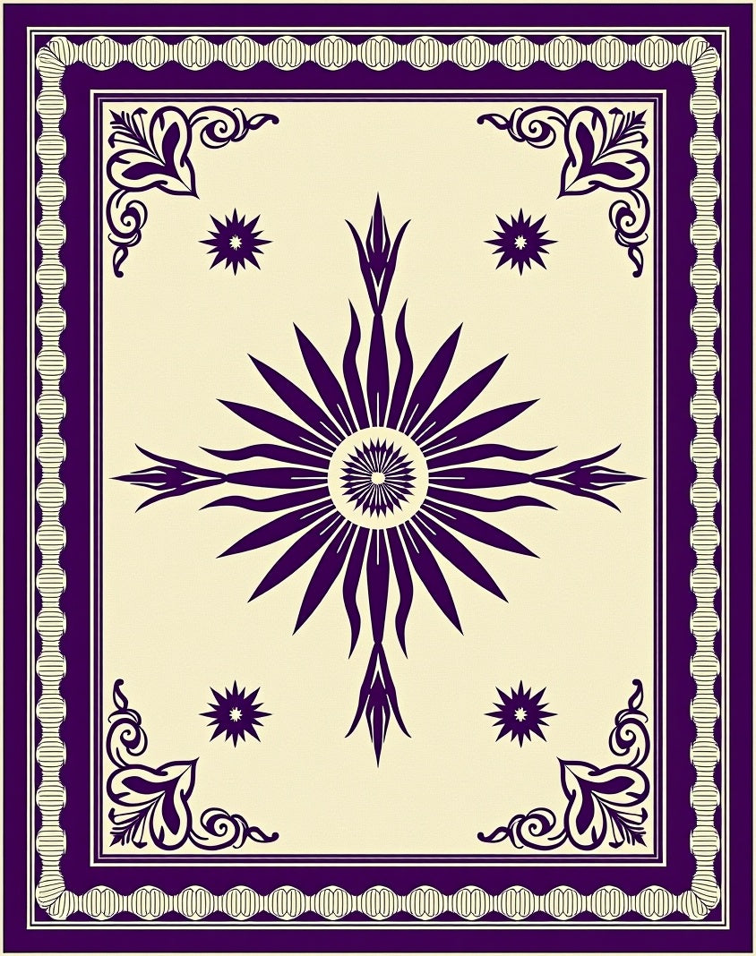 Deep Plum Sunburst Medallion Rug