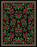 Vintage Black Red Berry Vines Rug