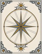 Golden Compass Rose Ornate Border Rug