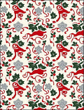 Red Reindeer Holly Snowflakes Swirls Rug