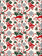Red Reindeer Holly Snowflakes Swirls Rug