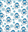 Charming Blue Snowman Snowflake Medley Rug