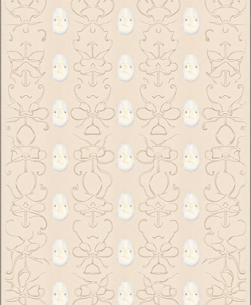 Cream and Gold Rococo Floral Rug