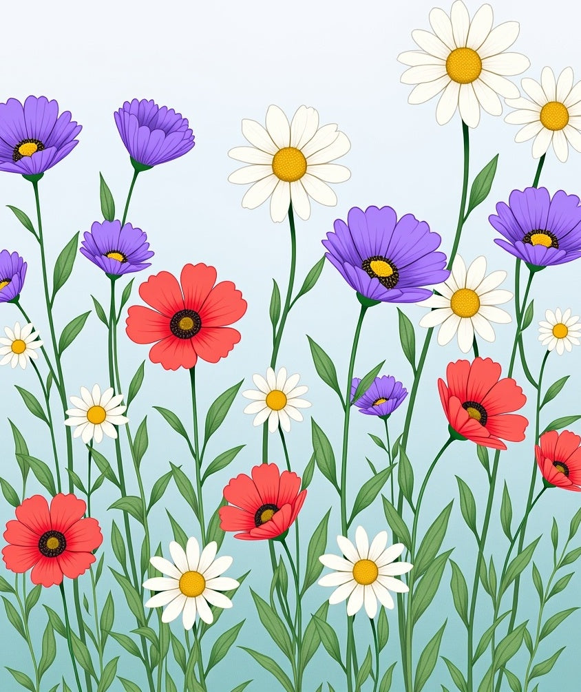 Vivid Red Purple Daisy Bloom Garden Rug