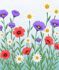 Vivid Red Purple Daisy Bloom Garden Rug