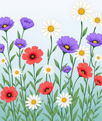 Vivid Red Purple Daisy Bloom Garden Rug