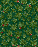 Gold Leaf Berry Branch Green Rug