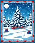 Winter Forest Snowfall Present Scene Rug