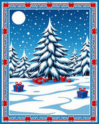 Winter Forest Snowfall Present Scene Rug