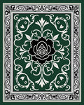 Classic Green Black Rose Floral Rug