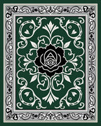 Classic Green Black Rose Floral Rug