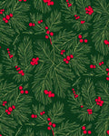 Evergreen Pine Red Berry Sprig Rug